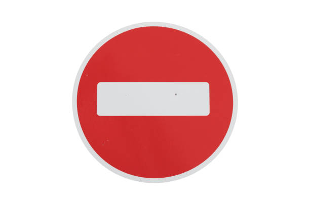 istock Round red road sign 'No entry' isolated on white. 929781470