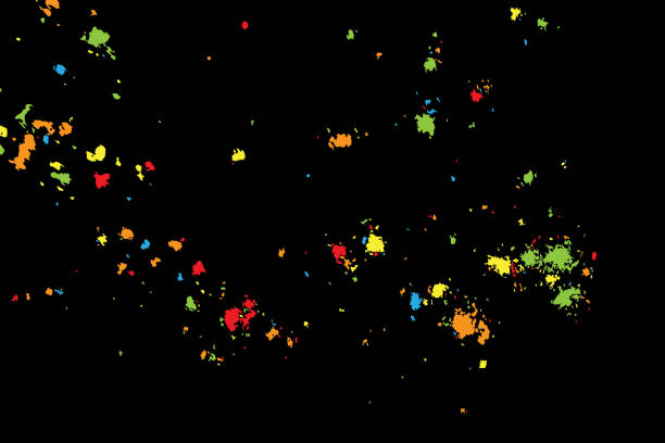 istock Abstract color splash illustration on black background. Colorful confetti on black background. Calligraphy ink drop on paper random pattern background in color. 929786066