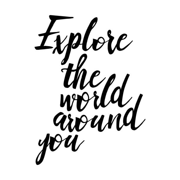 istock Explore the world around you, hand drawn wonder, exploration quote. Artworks for wear. Inspirational typography emblem. 929786318