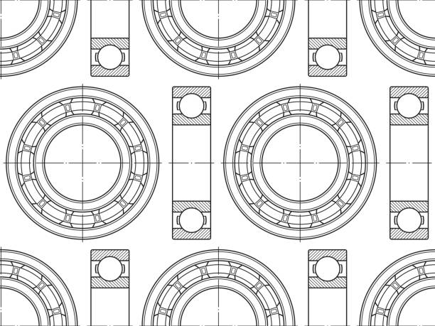 ilustrações de stock, clip art, desenhos animados e ícones de ball bearing contour illustration - ball bearing