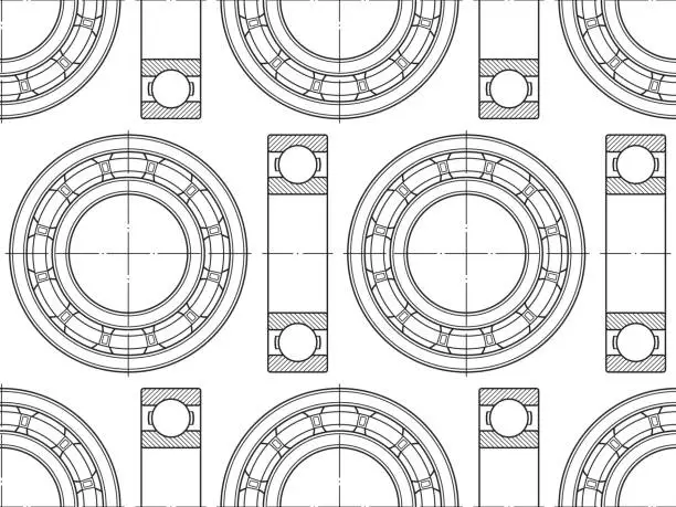 Vector illustration of Ball bearing contour illustration