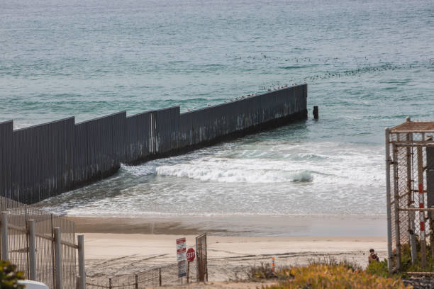 istock Border wall along the Mexico and USA side, from Mexico 929798050