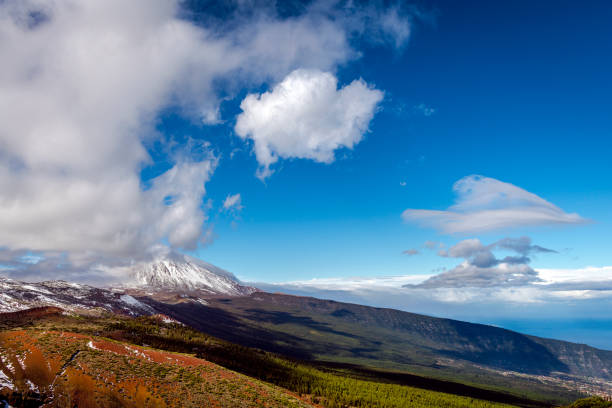 Snowy volcano EL Teide, National Park, Tenerife, Spain