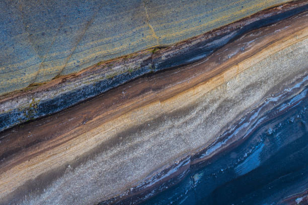 Sediment layers in El Teide National Park Tenerife, Spain stock photo