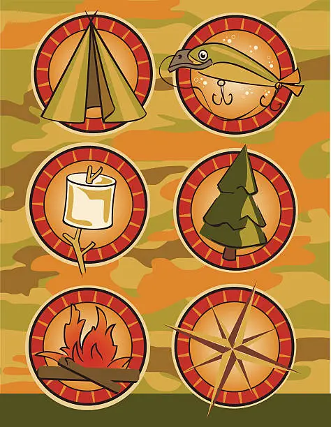 Vector illustration of Camp Badge Icons