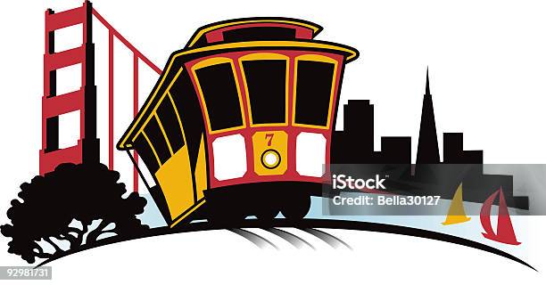 San Francisco Skyline Stock Vektor Art und mehr Bilder von Straßenbahn - Straßenbahn, San Francisco, Vektor