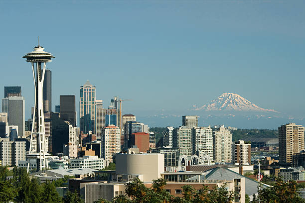 istock Downtown Seattle Space Needle and Mt. Rainier 92982687