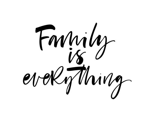 Family is everything card. Family is everything phrase. Ink illustration. Modern brush calligraphy. Isolated on white background. family word stock illustrations