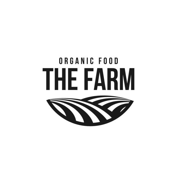 ilustrações de stock, clip art, desenhos animados e ícones de the farm icon template. meadow silhouette, land symbol with horizon in perspective. farm food badge - pão fresco