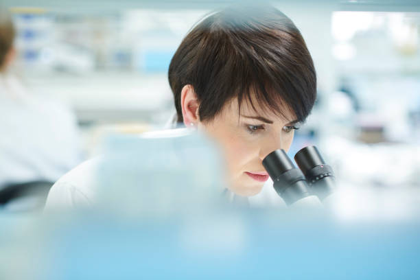 istock female scientist in a busy research lab 929855528