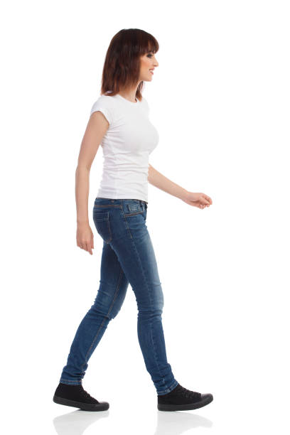 istock Casual Woman Is Walking Side View Isolated 929861862