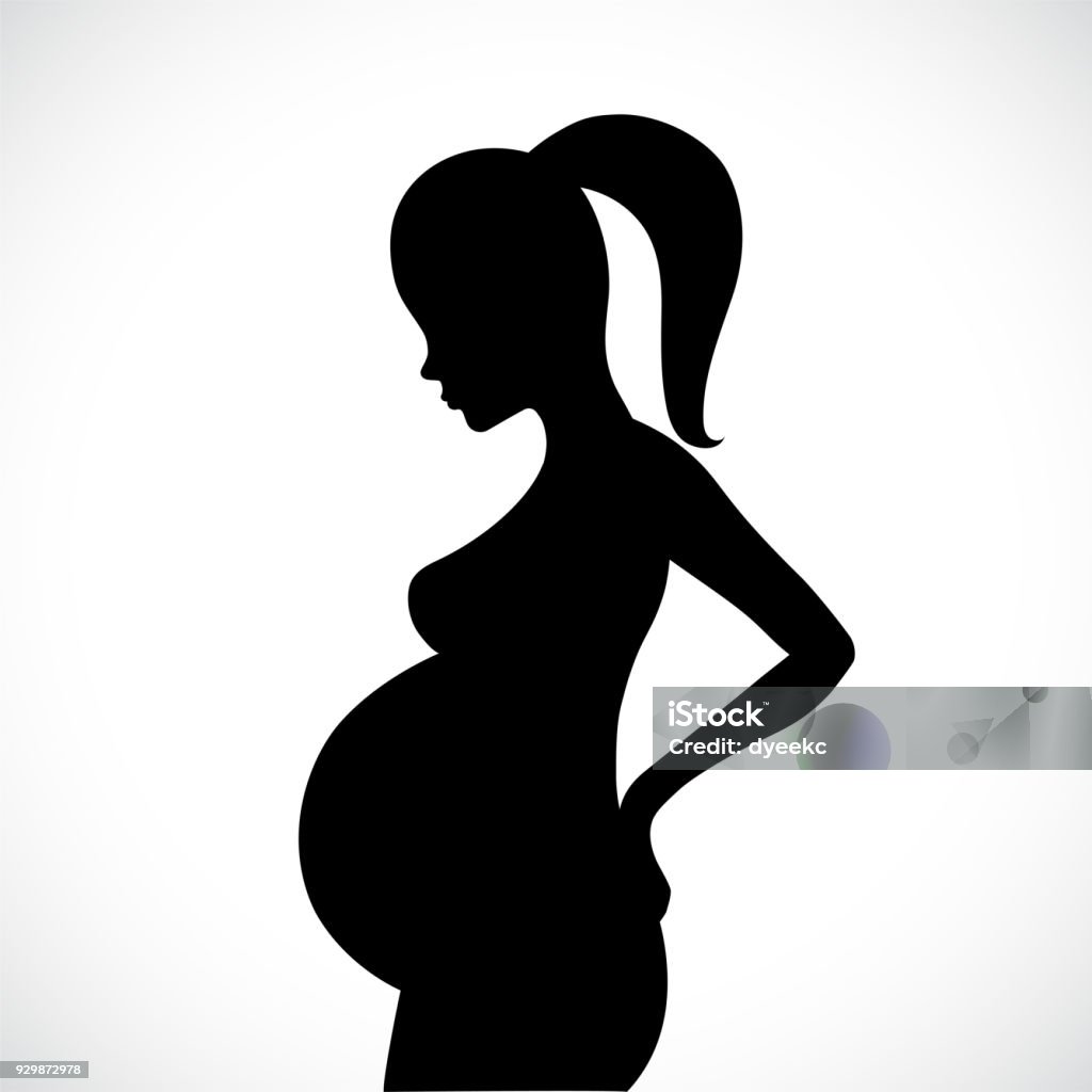 Beautiful pregnant woman silhouette - Royalty-free Grávida arte vetorial