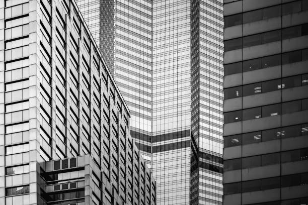 istock Modern office building detail, glass surface with B&W color 929877424