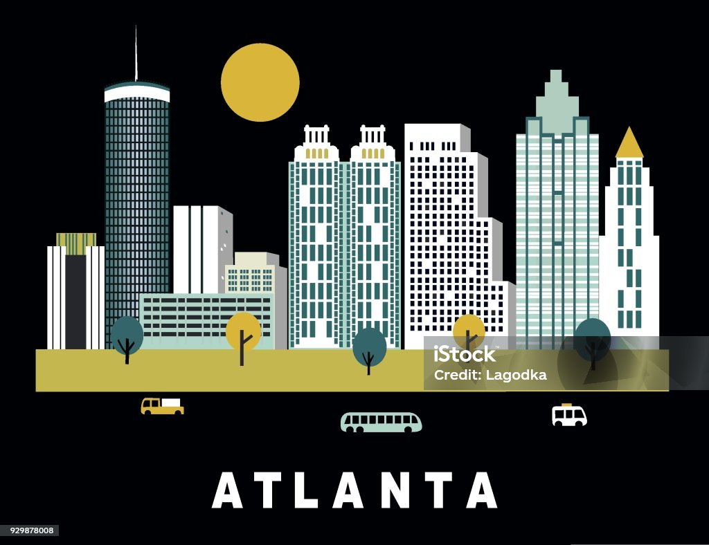 Atlanta city in Georgia USA Atlanta city in Georgia USA in sunny day. Vector illustration Atlanta - Georgia stock vector