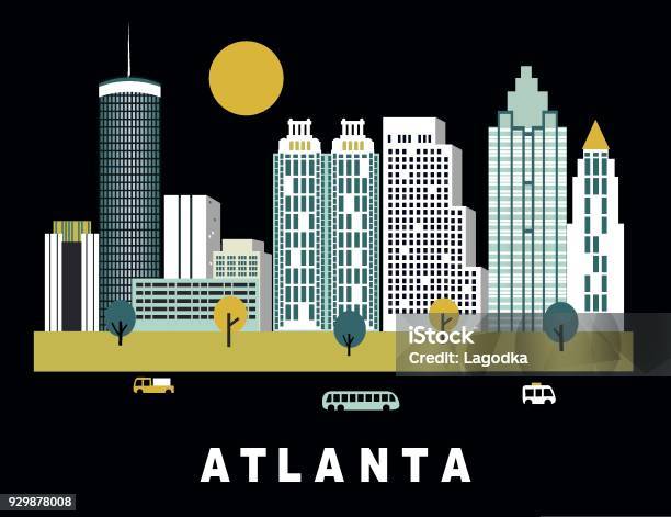 Atlanta City In Georgia Usa Stock Illustration - Download Image Now - Atlanta - Georgia, Vector, Apartment