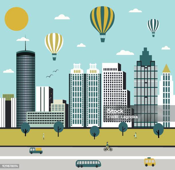 Modern City In Usa Stock Illustration - Download Image Now - Atlanta - Georgia, Natural Parkland, Apartment