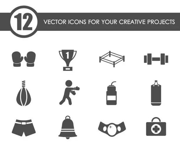 Vector illustration of boxing icon set