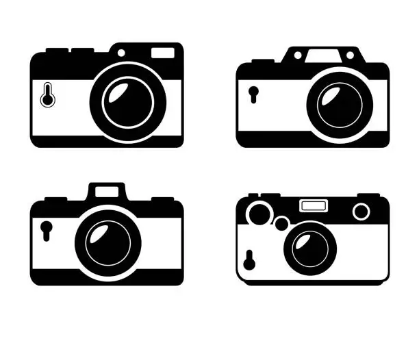 Vector illustration of different style camera photographic monochrome design graphic