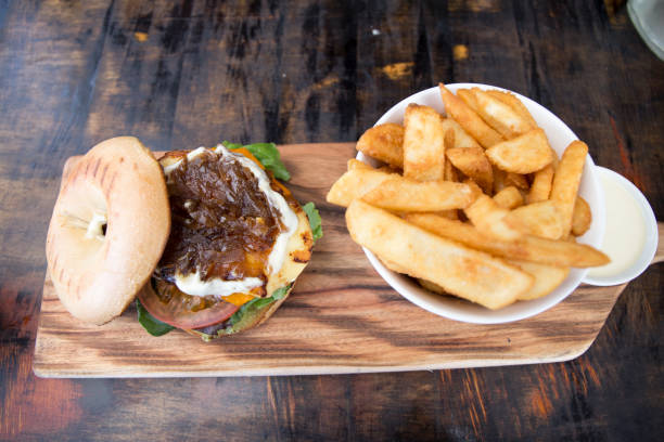 Bagle Burger on the woodboard