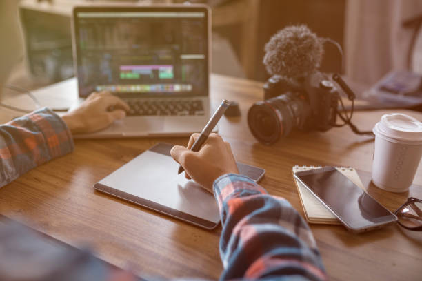 Freelance Editor working with footage video
