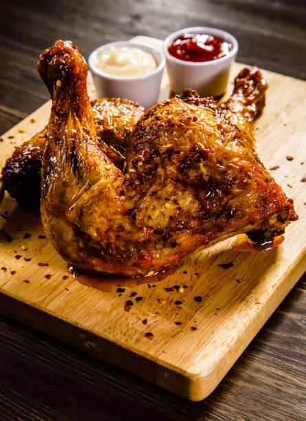 istock Fried chicken drumstics with French fries 929904566