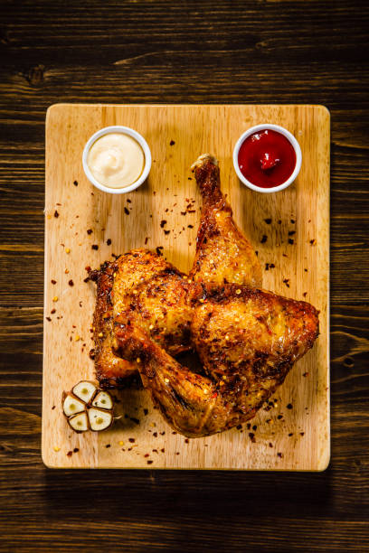 istock Fried chicken drumstics with French fries 929904646