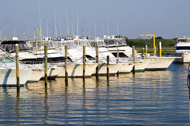 Imagem de DSLR de iates de luxo em uma marina - foto de acervo