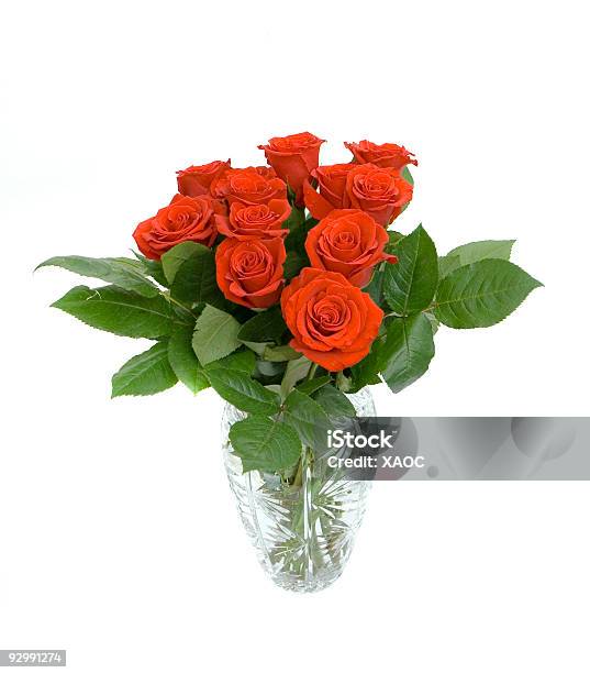 Bouquet Of Roses In A Vase Stock Photo - Download Image Now - Bouquet, Color Image, Cut Out