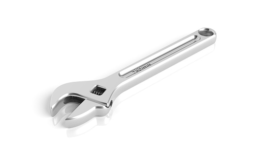 Adjustable wrench, isolated on white background