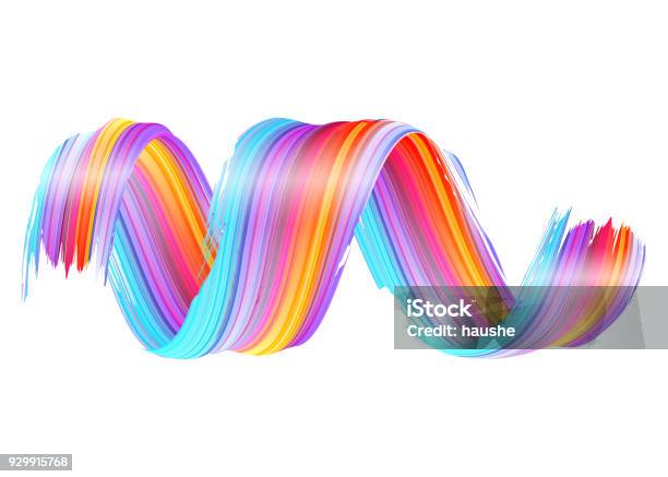 Vector 3d Paint Curl Abstract Spiral Brush Stroke Flowing Ribbon Shape Digital Liquid Ink Dynamic Artistic Wave Isolated Background Design Acrylic Splash Ribbon Calligraphic Brushstroke Loop Stock Illustration - Download Image Now
