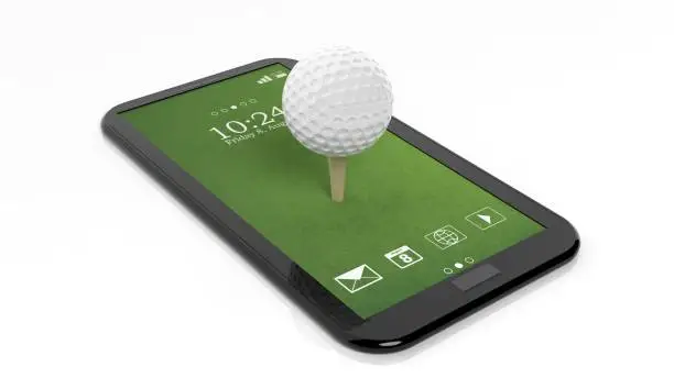 Photo of Golf ball on green tablet screen
