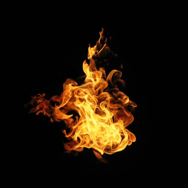 istock Fire flames collection isolated on black background 929918368