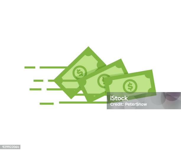 Money Vector Icon Bank Note Dollar Bill Flying From Sender To Receiver Design Illustration For Money Wealth Investment And Finance Concepts Stock Illustration - Download Image Now