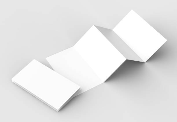 istock 8 page leaflet, 4 panel accordion fold vertical brochure mock up isolated on light gray background. 3D illustrating. 929922256