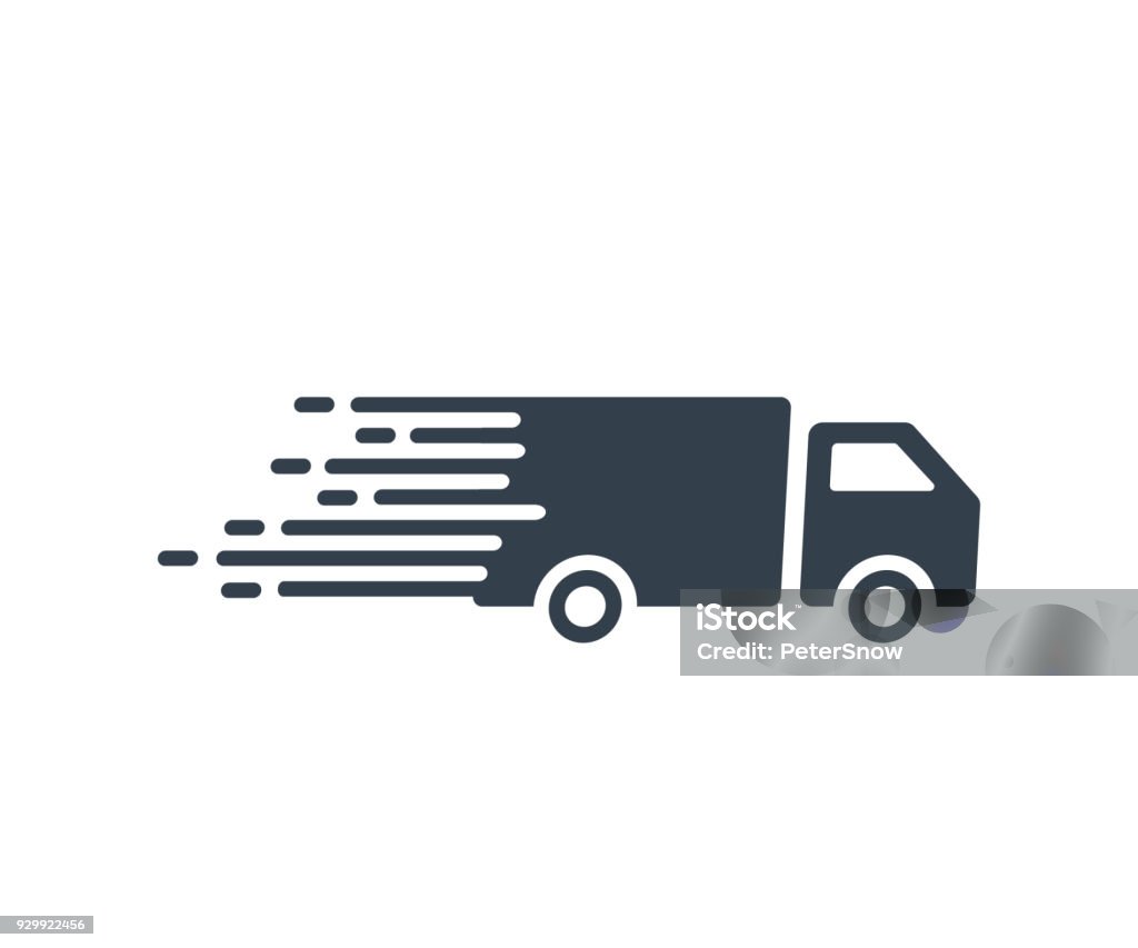 Fast Shipping service Icon with truck driving fast. Vector flat illustration for express delivery concepts vector eps10 Logo stock vector