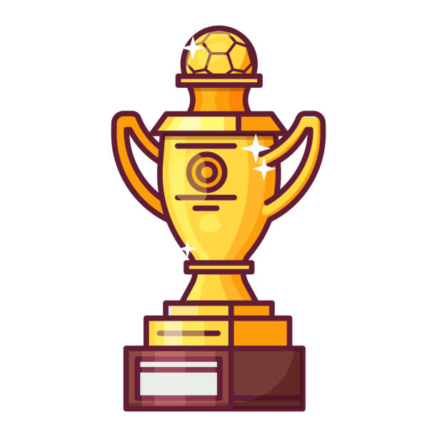 フットボールまたはサッカー トロフィー カップ アイコン - pedestal football award concepts点のイラスト素材／クリップアート素材／マンガ素材／アイコン素材