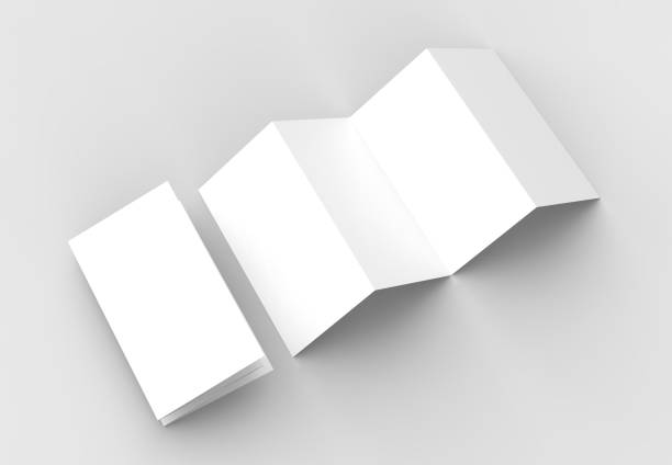 istock 8 page leaflet, 4 panel accordion fold vertical brochure mock up isolated on light gray background. 3D illustrating. 929922756