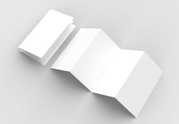 istock 8 page leaflet, 4 panel accordion fold vertical brochure mock up isolated on light gray background. 3D illustrating. 929922836