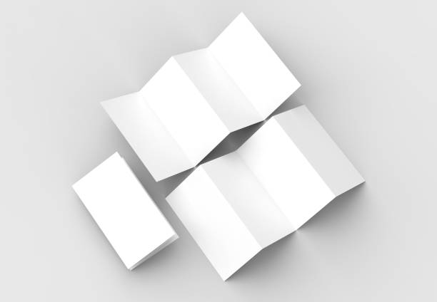 istock 8 page leaflet, 4 panel accordion fold vertical brochure mock up isolated on light gray background. 3D illustrating. 929925008