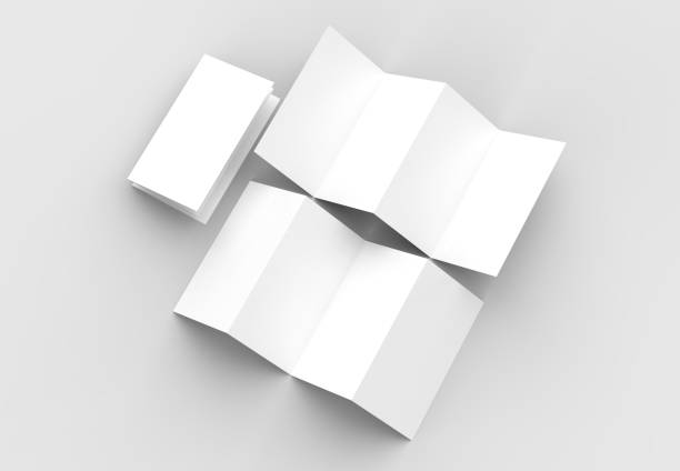 istock 8 page leaflet, 4 panel accordion fold vertical brochure mock up isolated on light gray background. 3D illustrating. 929925080