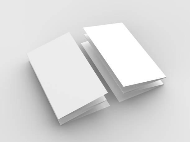 istock 8 page leaflet, 4 panel accordion fold vertical brochure mock up isolated on light gray background. 3D illustrating. 929925568