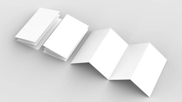 istock 8 page leaflet, 4 panel accordion fold vertical brochure mock up isolated on light gray background. 3D illustrating. 929925724