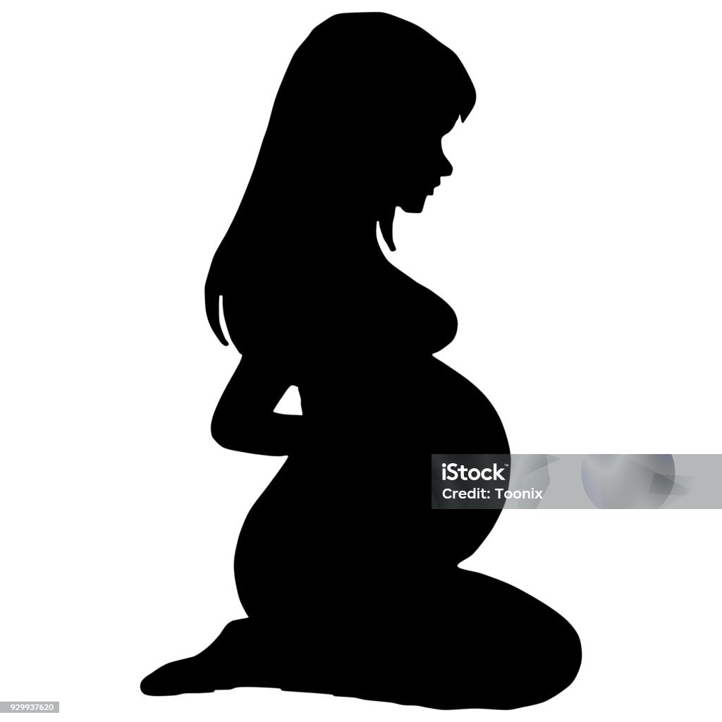 silhouette of a pregnant woman silhouette of a pregnant woman illustration In Silhouette stock vector