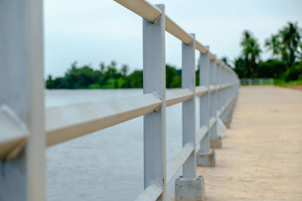 River walk rail with iron fence for accident prevention and fall protection