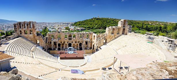 The view of Athens and amphitheater at Acropolis, Greece