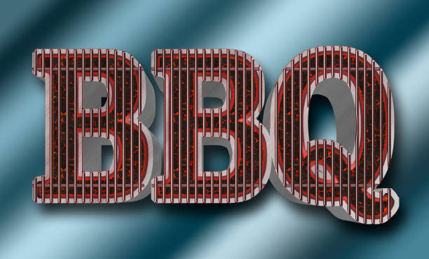 istock Stock Illustration - Text: BBQ , Big Glowing Coals BBQ, 3D Illustration, Gradient Background. 929957082