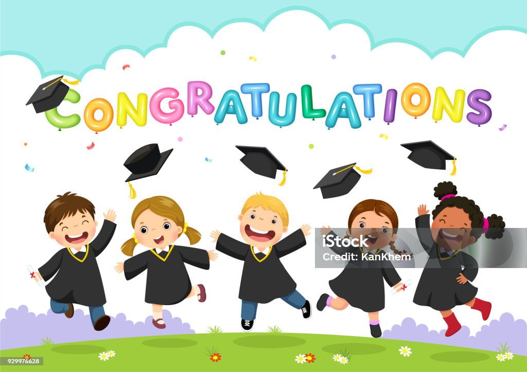 Happy graduation day. Vector illustration of students celebrating graduation Graduation stock vector