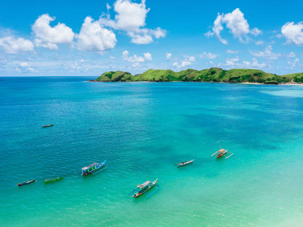 Lovely sunny day on the Lombok island. View from above - Drone shot