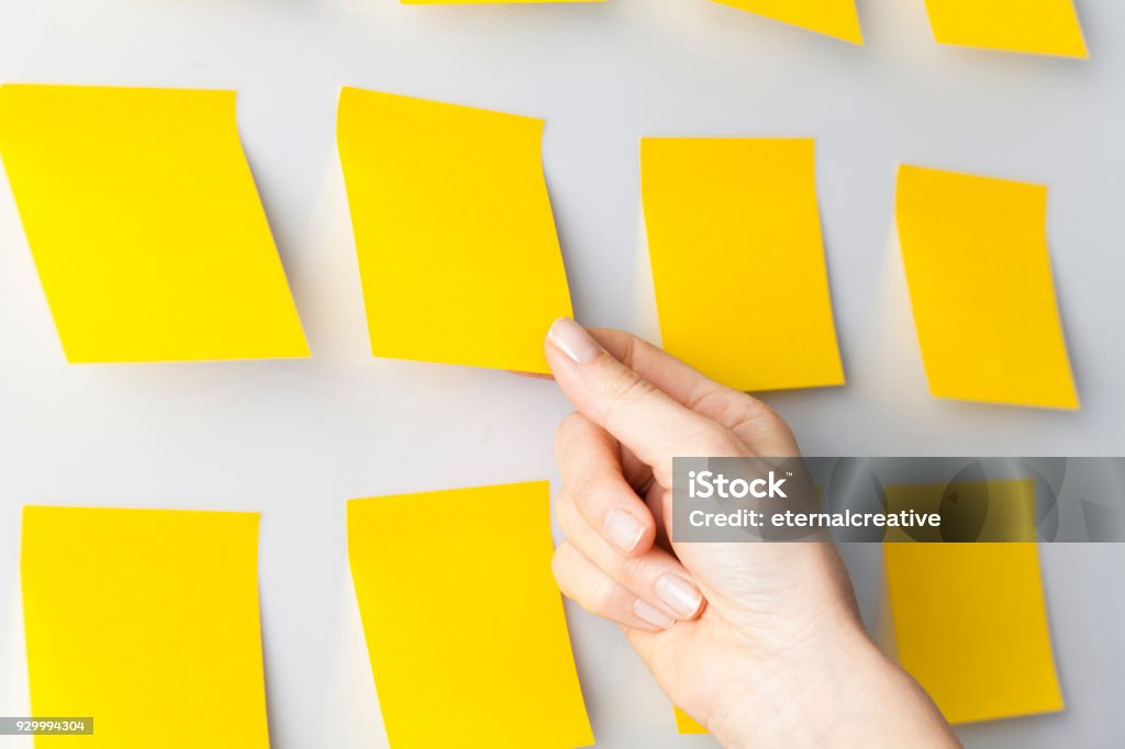 Idea postit sticky note Business people meeting and use post it notes to share idea Adhesive Note Stock Photo