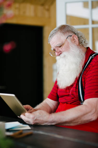 istock Portrait of Santa Claus using digital tablet 929997280
